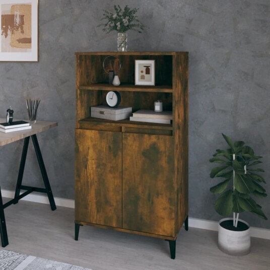 vidaXL Highboard røkt eik 60x36x110 cm konstruert tre