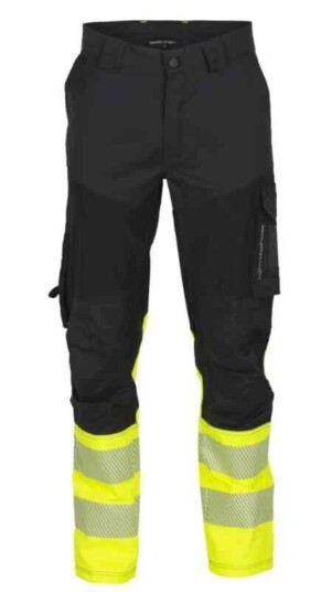 BS Gjøvik Stretch Servicebukse, kl.1 Unisex, Str. 52, Sort/Gul, HiVis