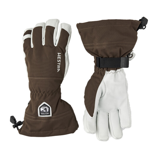 Hestra Alpine Glove Army leather Heli ski - 5 finger 22/23, hanske unisex 7 Espresso