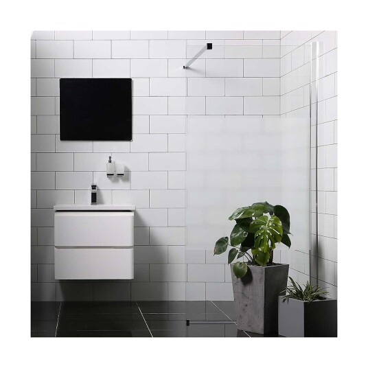 Bathlife Allsidig Dusjvegg 100 cm, Sølv profil/Delvis frostet glass