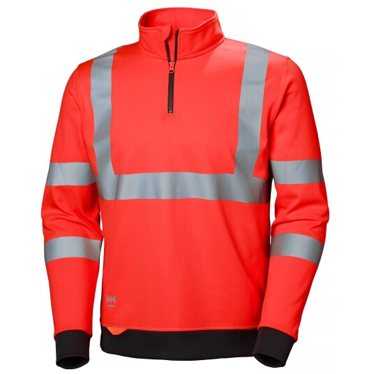 HH Workwear Workwear Helly Hansen Addvis Hi Vis Genser Med Halv Glidelås Rød L