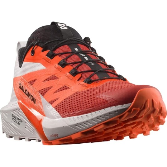 Salomon Men's Sense Ride 5 42 2/3, Lunar Rock/Shocking Orange/Fiery Re