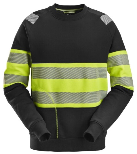 Snickers 2830 Collegegenser, HiVis kl.1 Mann, Str. M, Sort/HiVis gul