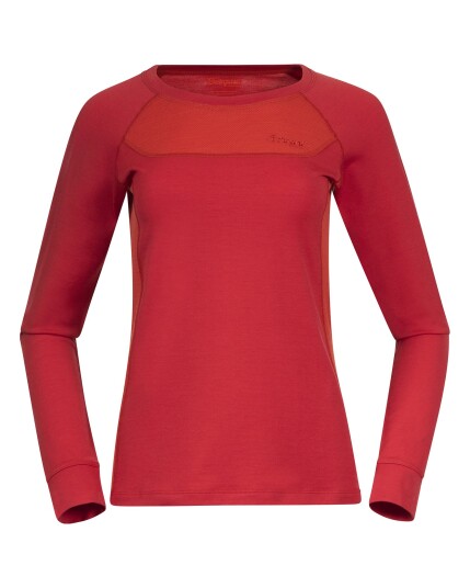 Bergans Cecilie Wool Long Sleeve W rød Leaf/Energy rød (Storlek XS)