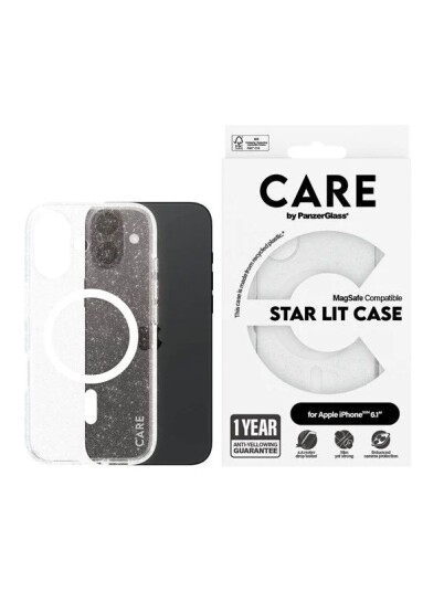 CARE by PanzerGlass Case Flagship Star Lit with White MagSafe iPhone 16