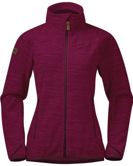 Bergans Hareid Fleece NoHood Jacket W Zinfandel rød Melange (Storlek S)