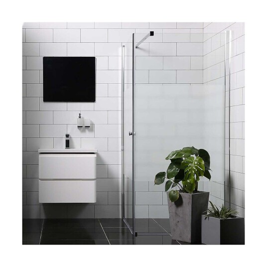 Bathlife Allsidig Dusjhjørne 80x70 cm, Sølv profil/Frostet glass