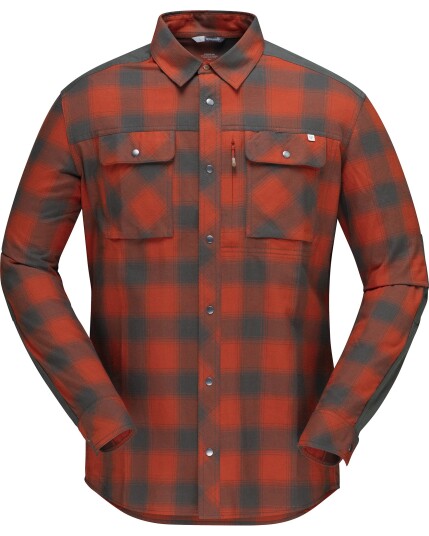 Norrøna Svalbard Flannel Shirt M Rooibos Tea/Slate Grey (Storlek XL)