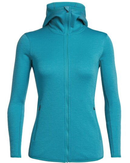 Icebreaker Elemental L/S Zip Hood W Arctic Teal (Storlek M)