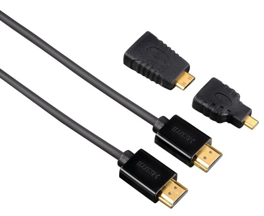 Hama HDMI-HDMI-kabel 1,5 m + 2 HDMI-adaptere