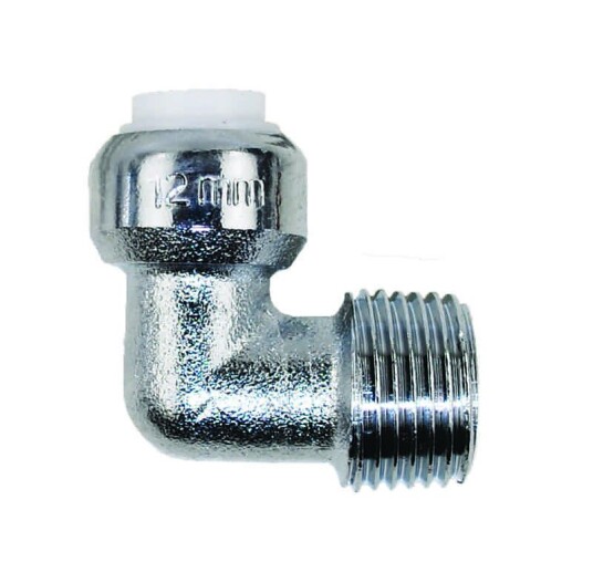 Tectite Classic Albu 90° m/utv. gjenger 12 mm x 3/8", Krom