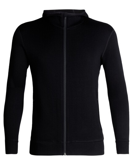 Icebreaker Elemental L/S Zip Hood M Black (Storlek XXL)