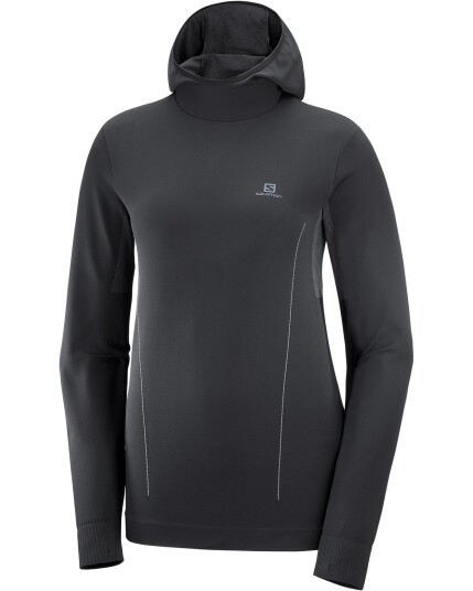 Salomon Essential Seamless Hoodie W Black/Ebony (Storlek M)