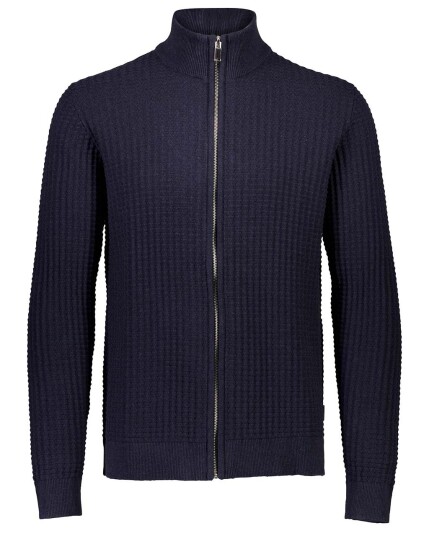 Lindbergh Zip Through Structure Cardigan 30-800200 M Navy Melange (Storlek XXL)