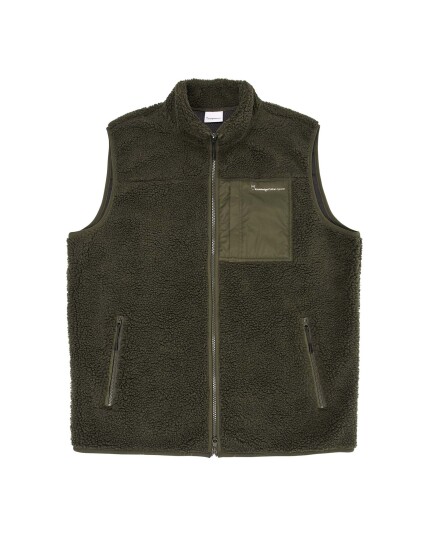 Knowledge Cotton Teddy Fleece Vest M Forrest Night (Storlek S)