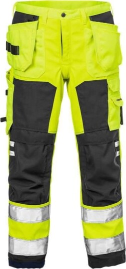 Fristads Hantverkarbyxa Softshell 2083 Wyh, Klass 2 Varsel Gul/svart D88