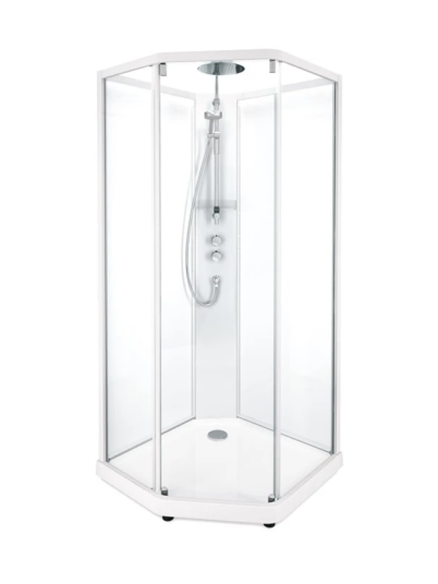 Porsgrund Showerama 10-5 Comfort 100x100 cm, hvit profil, frostet glass