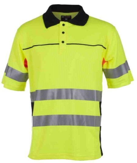 BS Bergset Piqueskjorte, HiVis kl.2 Unisex, Str. 2XL, Gul/Sort