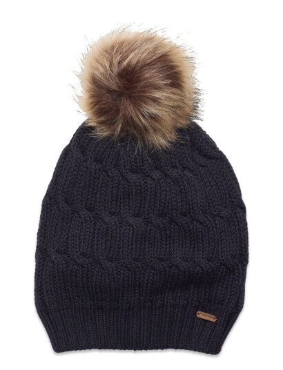 Minymo Hat W. Detachable Fake Fur Black Minymo PARISIAN NIGHT 50,52,54