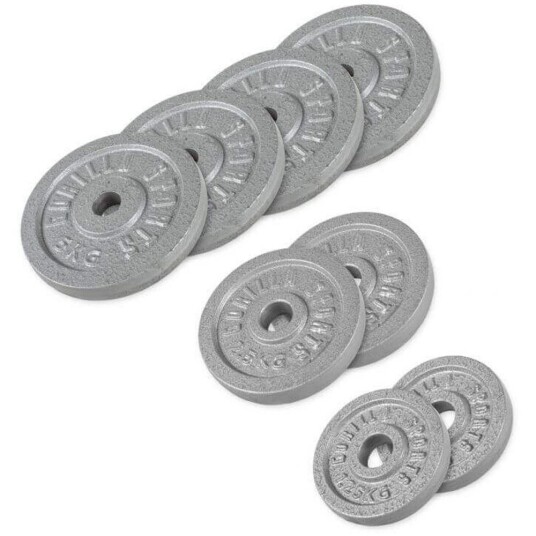 Gorilla Sports Viktskivor IRON Silver - 4x5kg 2x2,5kg 2x1,25kg