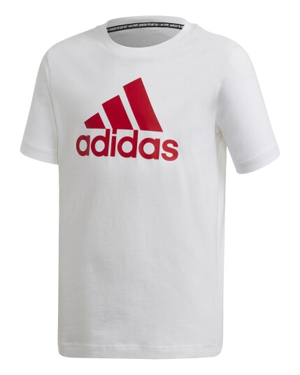 Adidas Must Haves BOS Tee JR White/Viv Red (Storlek 176)