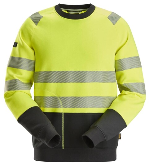 Snickers 2831 Collegegenser, HiVis kl.2 Mann, Str. 3XL, HiVis Gul/Sort