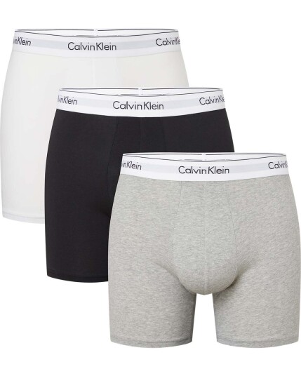 Calvin Klein Boxer Brief 3-Pack - Cotton Stretch M Black/White/Grey Heather (Storlek XL )