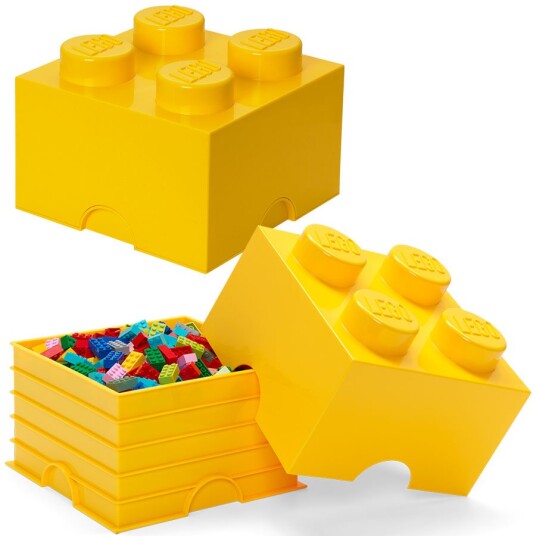 LEGO Storage Brick 4 oppbevaringsboks med lokk 25 x 25 cm bright yellow