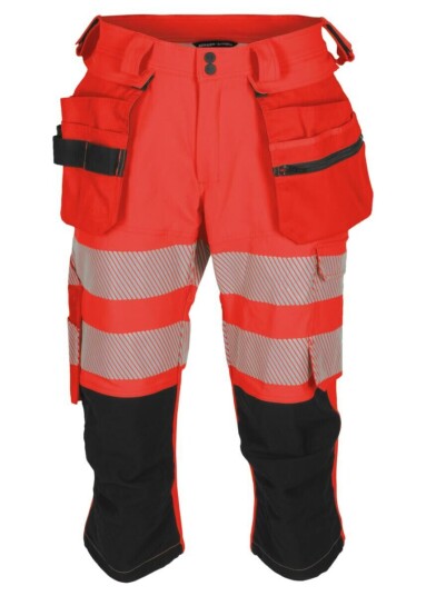 BS Lillehammer Piratbukse, HiVis kl.1 Unisex, Str. C44, Rød/Sort