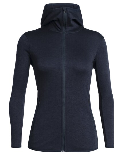 Icebreaker Elemental L/S Zip Hood W Midnight Navy (Storlek M)