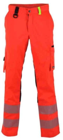 BS Gjøvik Arbeidsbukse, HiVis kl.2 Unisex, Str. C56, Rød/Sort