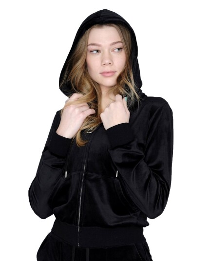 Juicy Couture Robertson Classic Velour Zip Hoodie W Black (Storlek L)