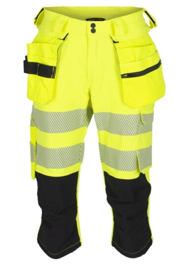 BS Lillehammer Piratbukse, HiVis kl.1 Unisex, Str. C66, Gul/Sort