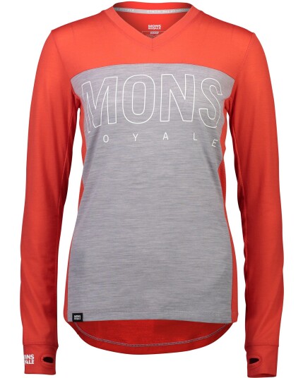 Mons Royale Phoenix Enduro V-L/S W Poppy/Grey (Storlek M)