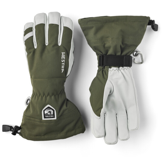 Hestra Army Leather Heli Ski 5 Finger Olive 7