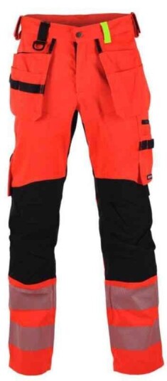 BS Gjøvik Håndverksbukse, HiVis kl.2 Unisex, Str. C158, Rød/Sort