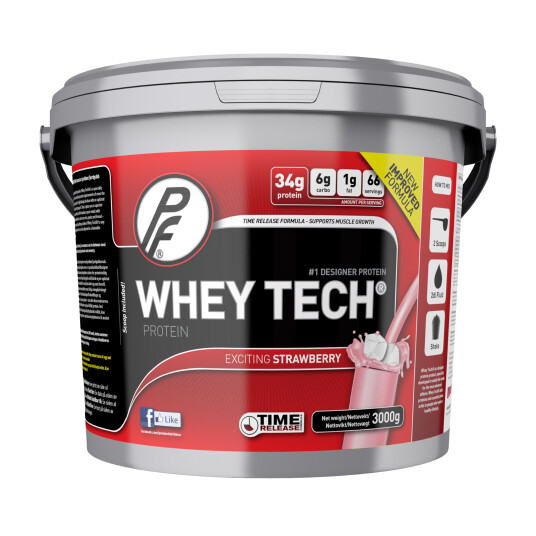 Proteinfabrikken Whey Tech 3 kg, proteinpulver 3kg Jordbær