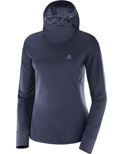 Salomon Agile L/S Hoodie W Night Sky/Crown Blue (Storlek M)