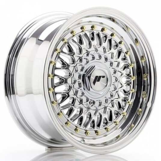 Japan Racing Jr9 Silver Machined Lip With Rivet Gold 8x16 4x100 ET25 B74.1