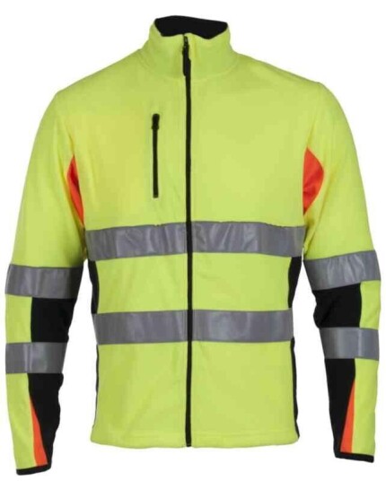 BS Bergset Microfleecejakke, HiVis kl.2 Unisex, Str. M, Gul/Sort