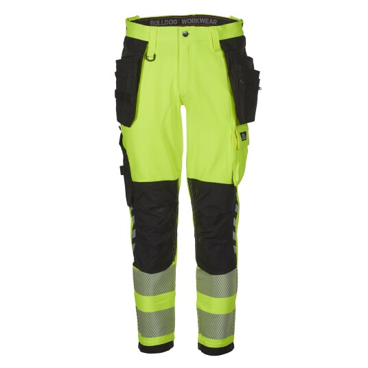 Bulldog 5747 Hi-Vis, Removable Hanging Pockets Stretch Trousers, Yellow/Black, 1 Piece, SBD-5747 58