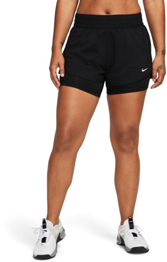 Nike One Dri-Fit 2-In1 Mid Rise 3" Shorts Dame Black/Reflective Silv M