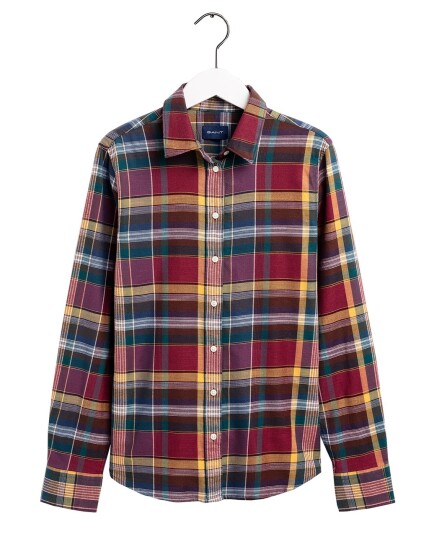 Gant Winter Twill Madras Check Shirt W Mahogny rød (Storlek 34)