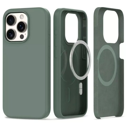 Tech-Protect iPhone 15 Pro Tech-Protect Silikon Deksel - MagSafe Kompatibel - Olive