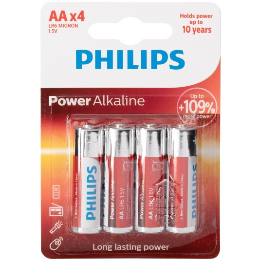 Philips LR06 AA Alkaline Batterier 4 stk. - Silver