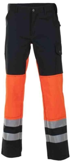 BS Dokka Arbeidsbukse, HiVis kl.1 Unisex, Str. C58, Sort/Oransje