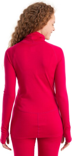 Icebreaker 300 Merinofine Ls Roll Neck Thermal Top Dame Electronic Pink L