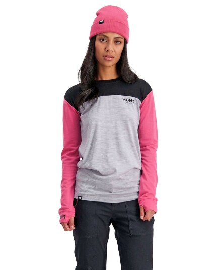 Mons Royale Yotei BF Tech L/S W Pink/Black (Storlek M)