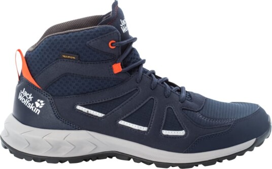 Jack Wolfskin Men's Woodland 2 Texapore Mid 45, Dark Blue / Red