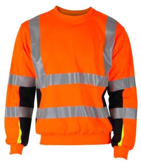 BS Bergset Collegegenser, HiVis kl.3 Unisex, Str. 3XL, Oransje/Sort